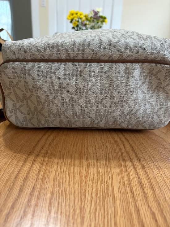 Michael Kors MK Signature Backpack Vanilla Brown Leather Trim Medium Bag main image 7